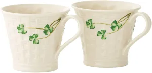 Belleek Shamrock Set of Two Mugs, 8 oz each