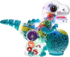 BESPORTBLE Electric Transparent Gear Dinosaur with Music Light Lifelike Simulated Walking Dinosaur Plaything for Decor Birthday Party Supplies