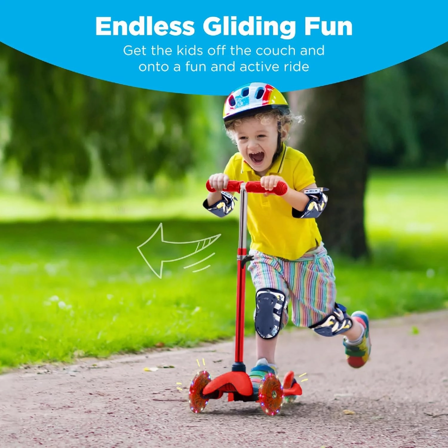 Best Choice Products Kids Mini Kick Scooter Toy w/ Light-Up Wheels, Height Adjustable T-Bar, Foot Break - Red