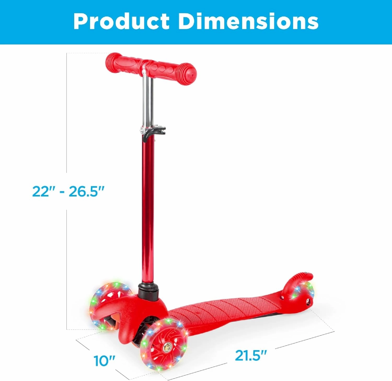 Best Choice Products Kids Mini Kick Scooter Toy w/ Light-Up Wheels, Height Adjustable T-Bar, Foot Break - Red