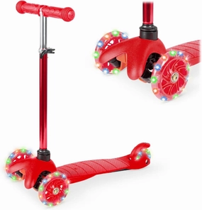 Best Choice Products Kids Mini Kick Scooter Toy w/ Light-Up Wheels, Height Adjustable T-Bar, Foot Break - Red