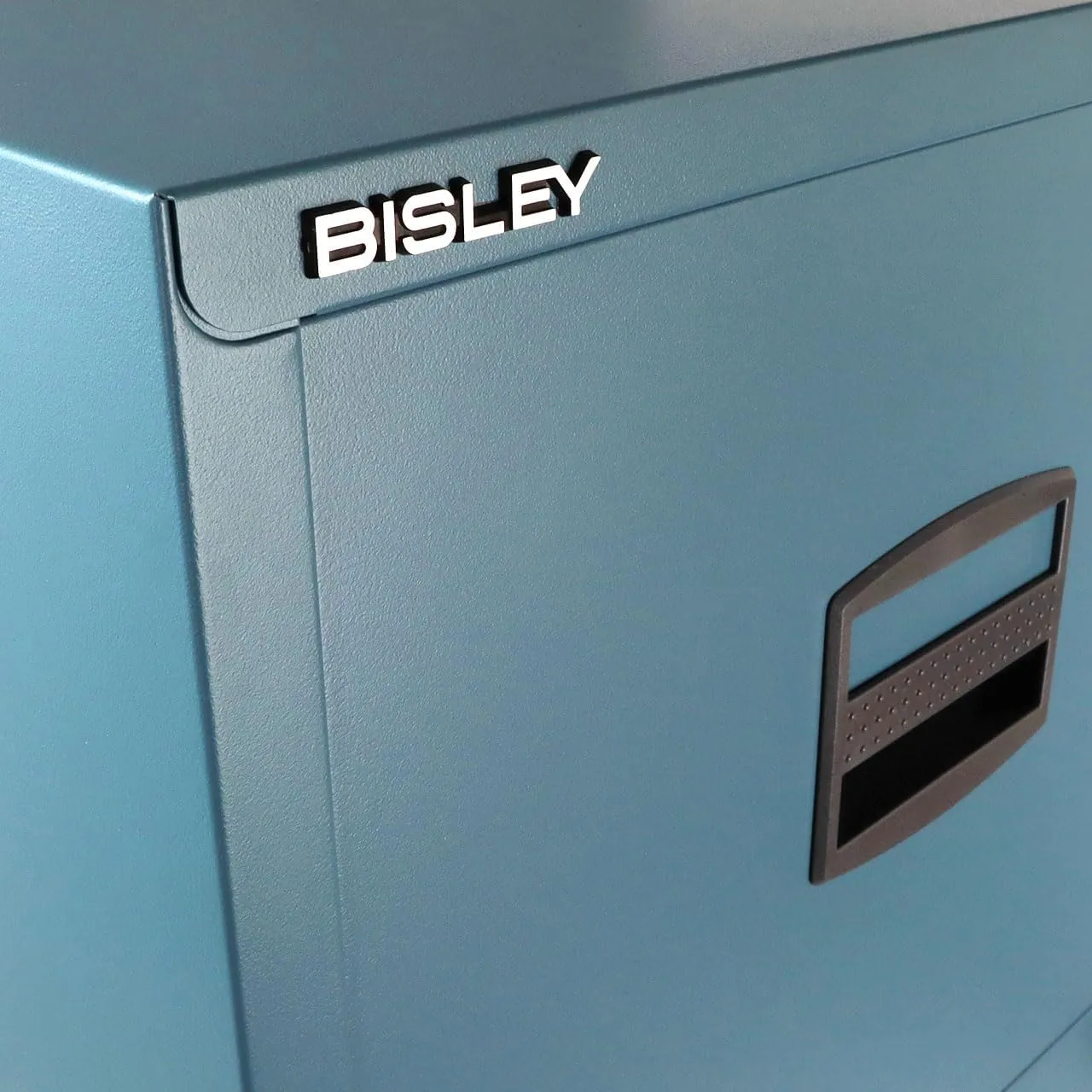 Bisley 2-Drawer Home File Cabinet - Doulton Blue, 2 Hanging File Drawers, Powder-Coated Steel, Sturdy Pull Handles, Locking Drawers