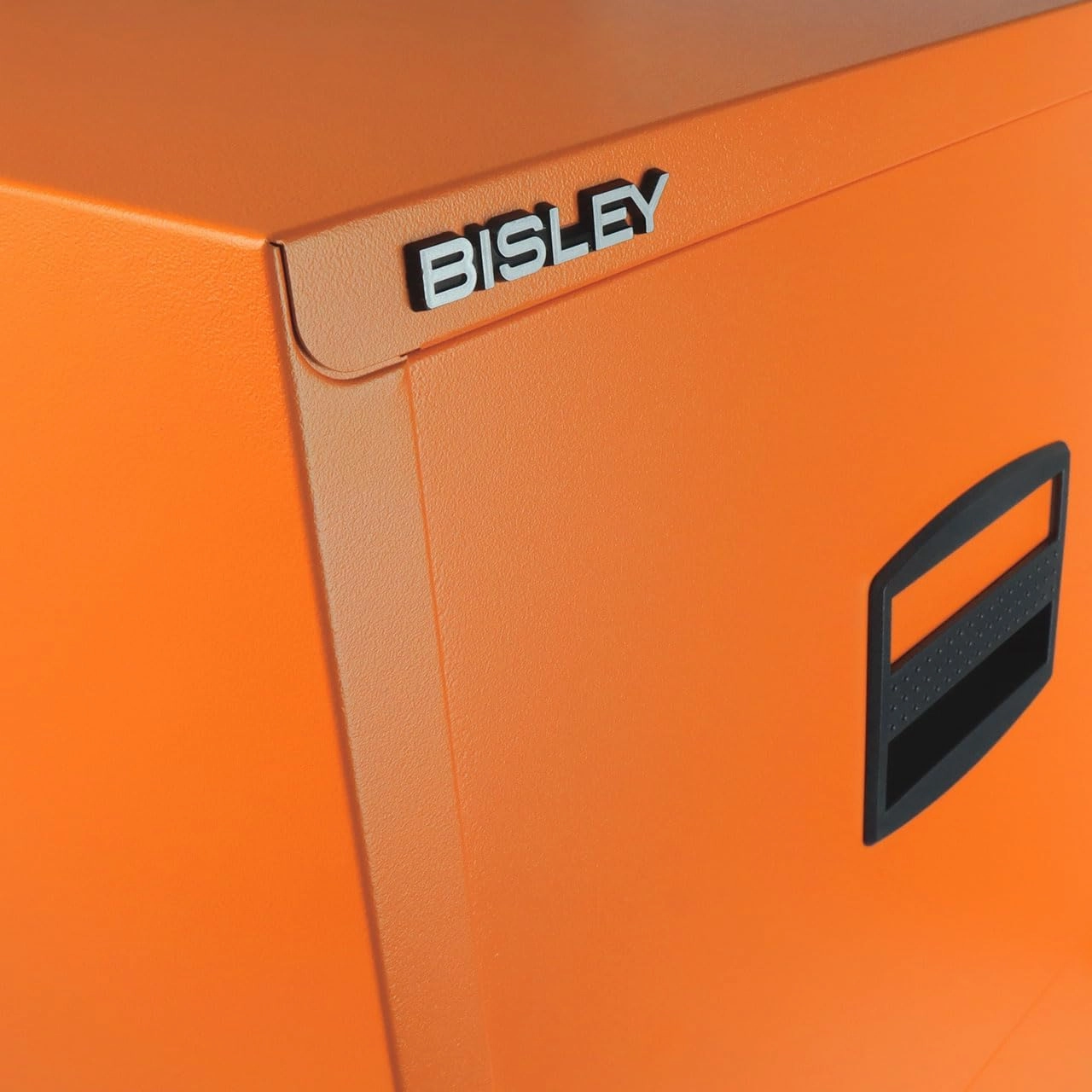 Bisley 2-Drawer Home File Cabinet Orange, 2 Hanging File Drawers, Powder-Coated Steel, Sturdy Pull Handles, Locking Drawers
