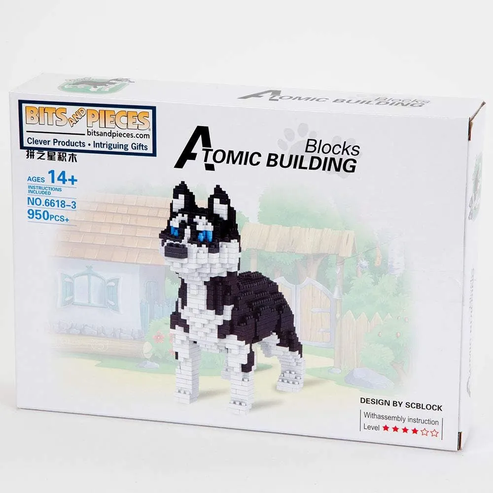 Bits and Pieces - Dog 3-D Block Puzzle - Dog Breed Building Blocks - Construction Model Set (Husky)