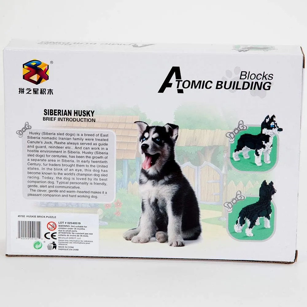 Bits and Pieces - Dog 3-D Block Puzzle - Dog Breed Building Blocks - Construction Model Set (Husky)