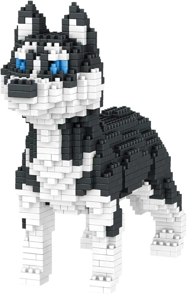 Bits and Pieces - Dog 3-D Block Puzzle - Dog Breed Building Blocks - Construction Model Set (Husky)