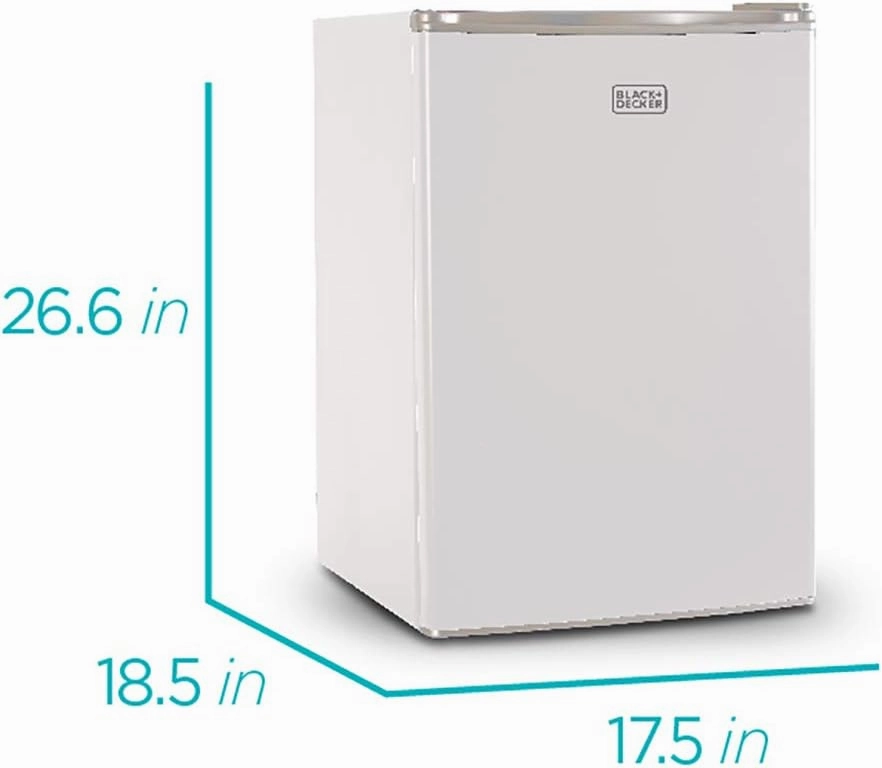 BLACK DECKER BCRK25W Compact Refrigerator Energy Star Single Door Mini Fridge with Freezer, 2.5 Cubic Ft., White