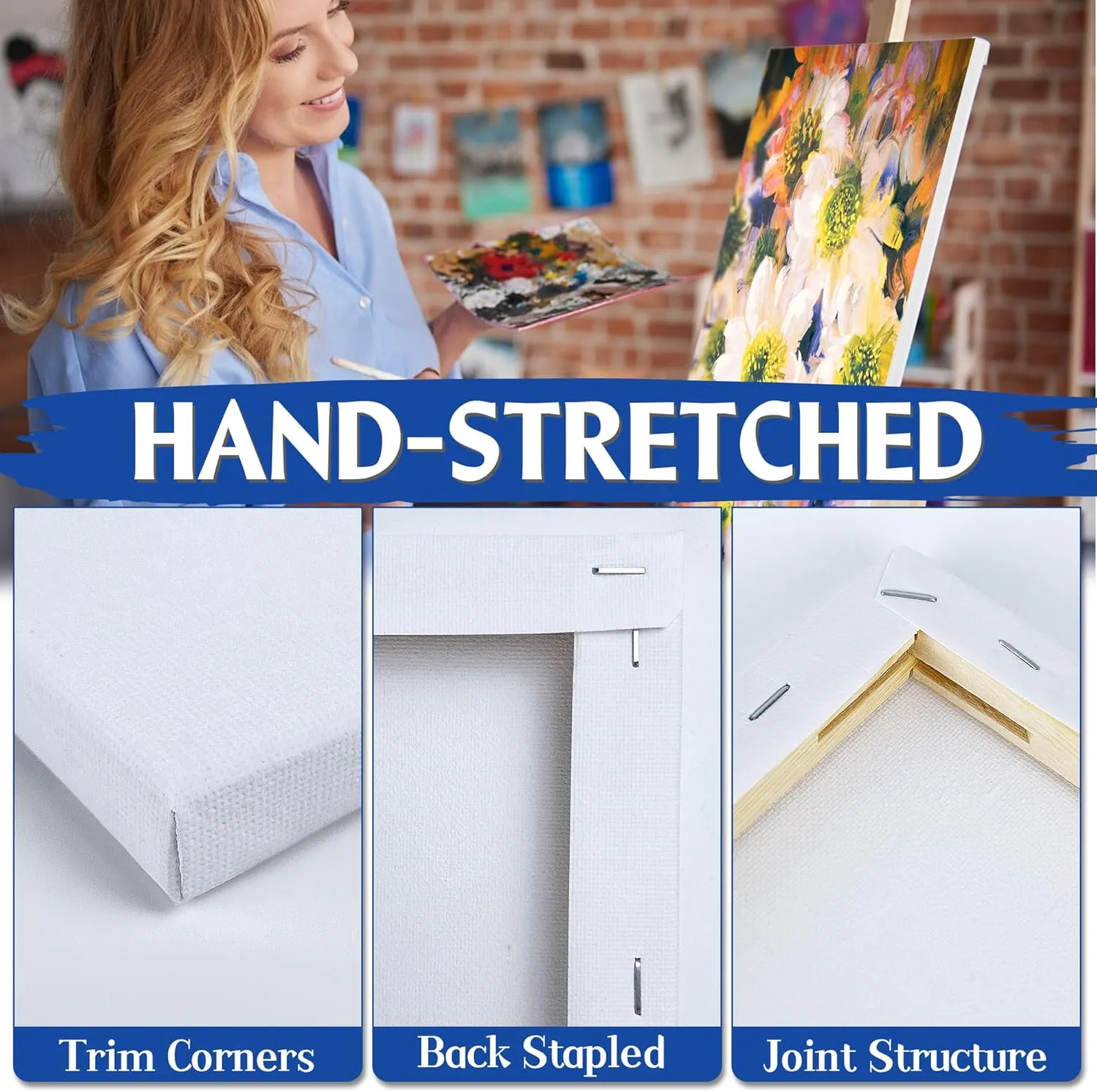 Blank Canvases for Painting with 11x14 inch, 8 Packs Stretched Canvases for Acrylics, Oils, Watercolors & Other Painting Media, 5/8 Inch Profile 100% Cotton Primed Artist Framed Canvas