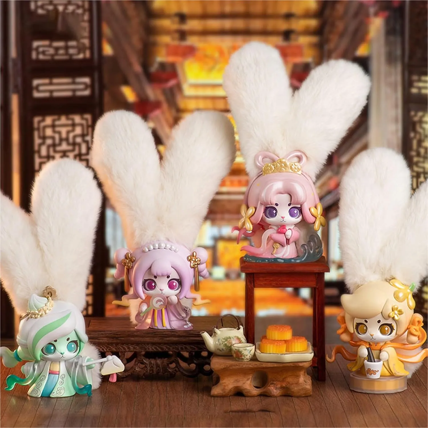Blind Box Figures Toys,4.7" Cute Mini Dolls Kawaii Cabo Rabbit with Moon Series PVC Blind Box Doll Collectable Action Figure Posable Dress Up Doll for Girls Birthday Party Gift Toys