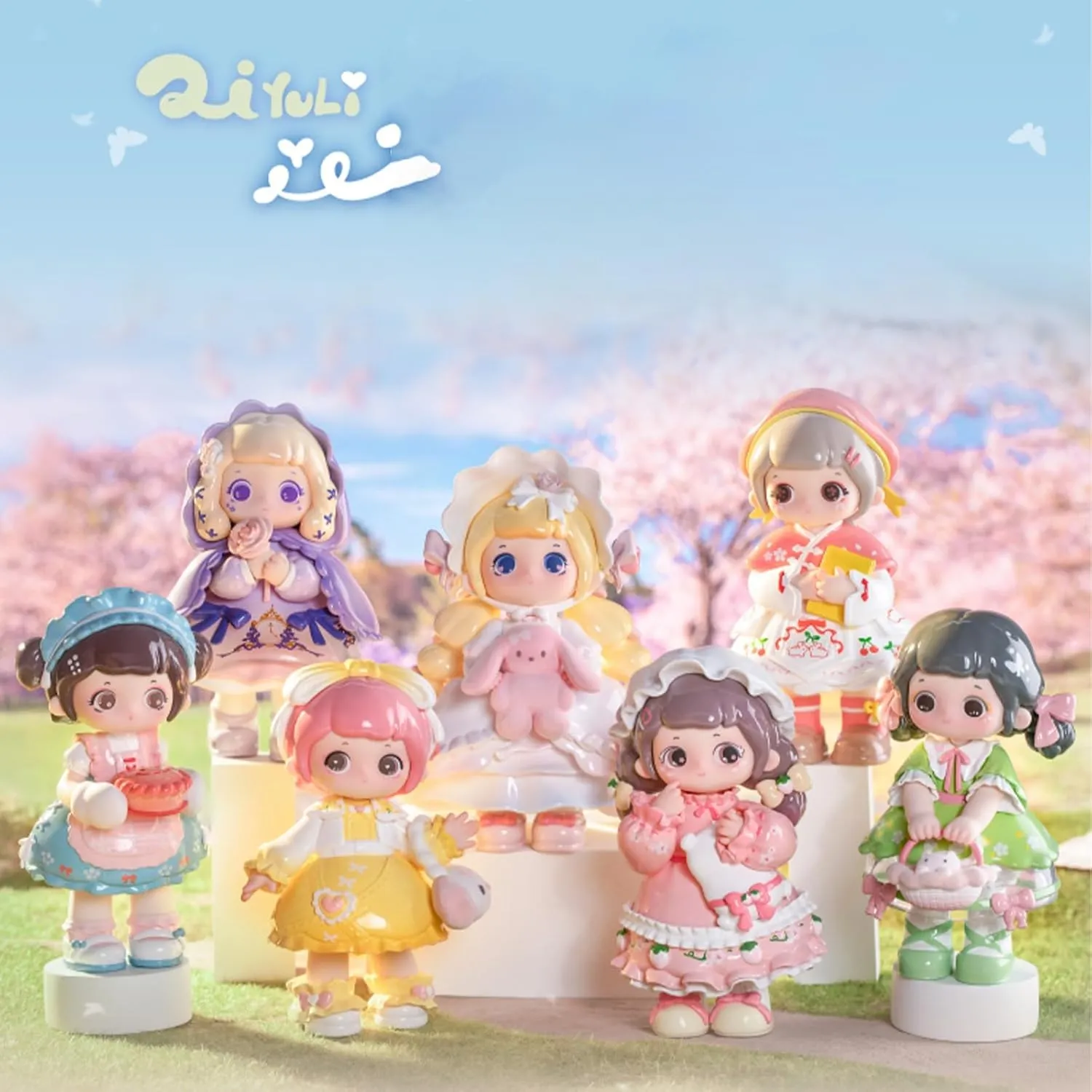 Blind Box Figures Toys,4.7" Cute Mini Dolls Kawaii Ziyuli Series-Spring Friend Party PVC Blind Box Doll Collectable Action Figure Posable Dress Up Doll for Girls Birthday Party Gift Toys