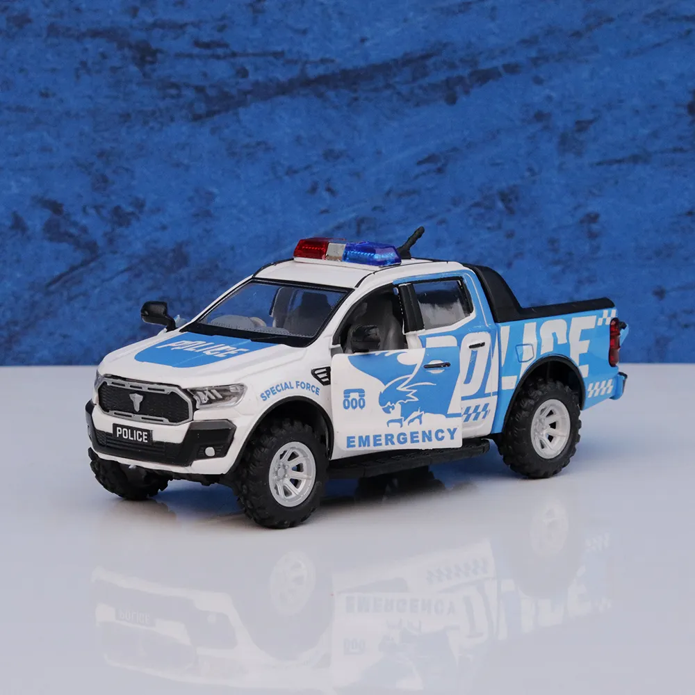 Blue Hawk Pull Back Action Police Toy Car with Openable Doors & Tailgate (3-6 Years)