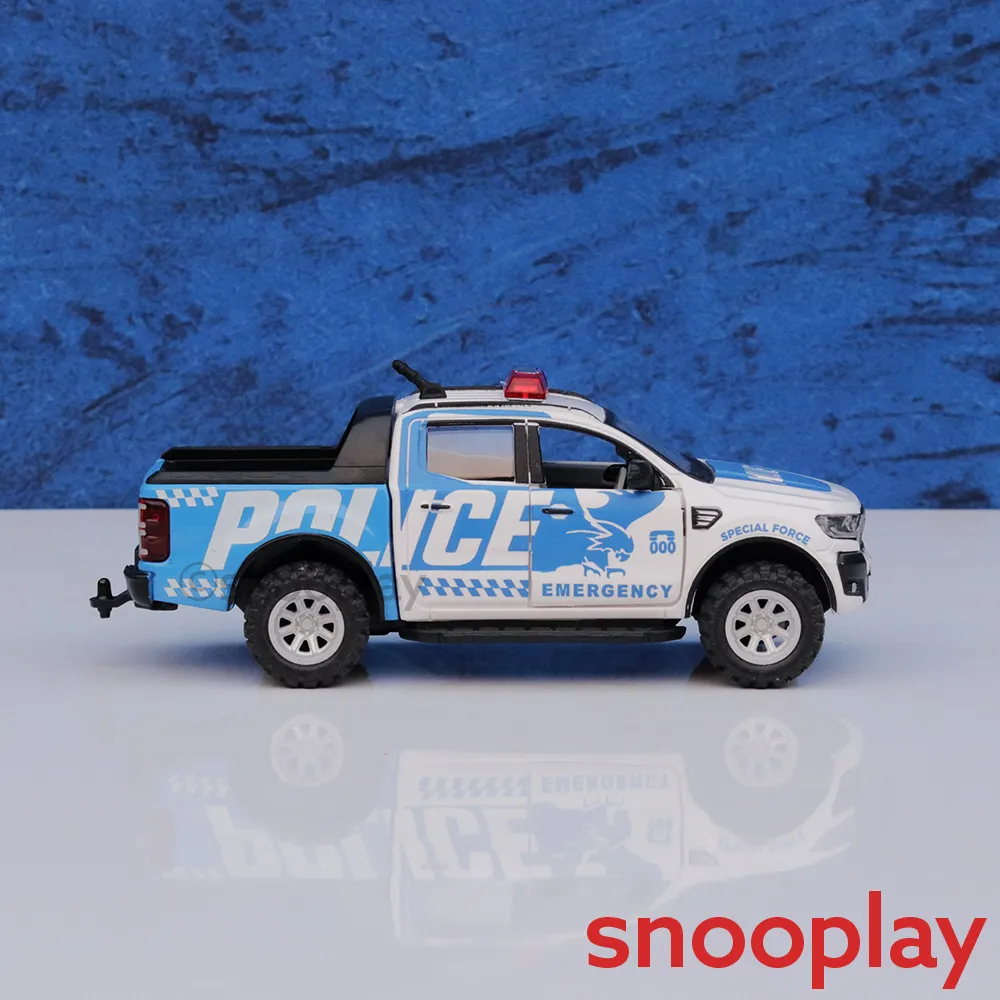 Blue Hawk Pull Back Action Police Toy Car with Openable Doors & Tailgate (3-6 Years)