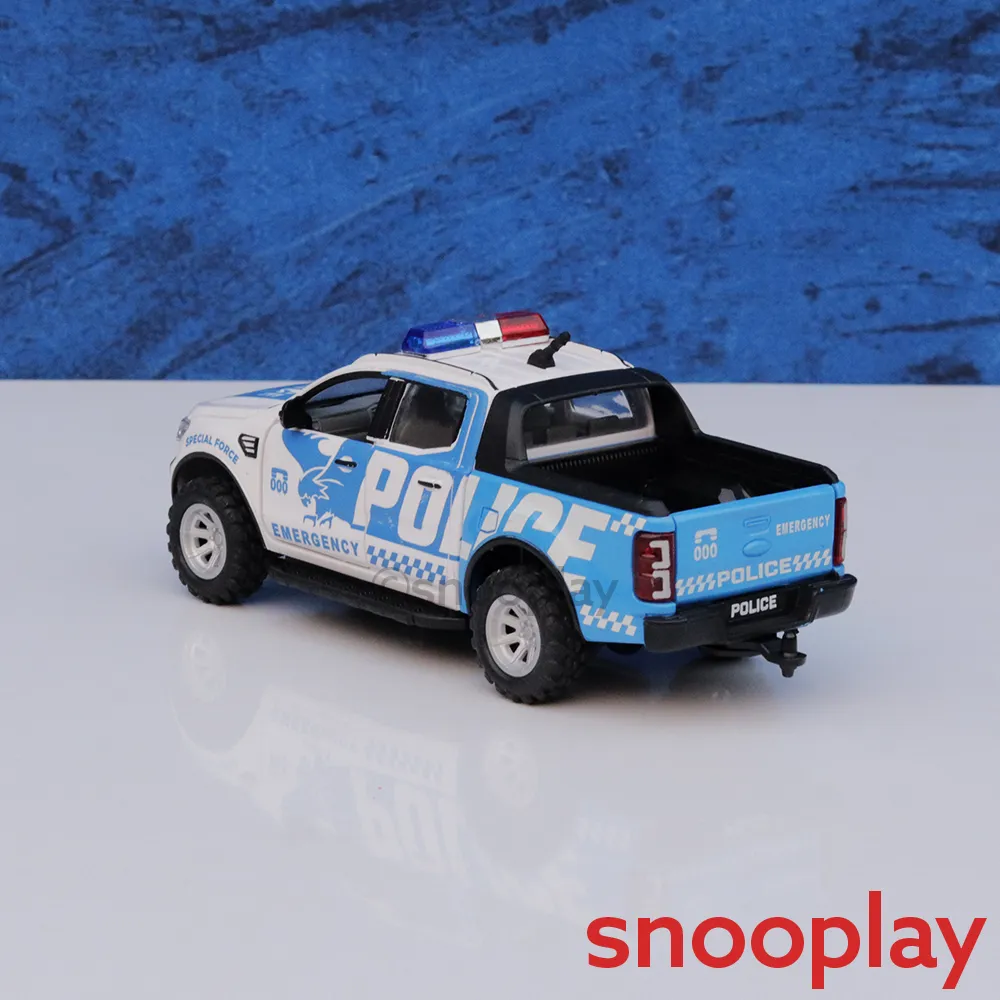 Blue Hawk Pull Back Action Police Toy Car with Openable Doors & Tailgate (3-6 Years)