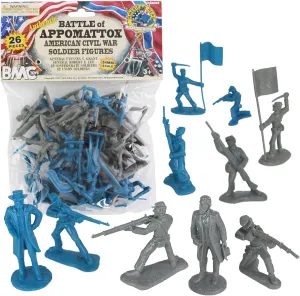 BMC Civil War Plastic Army Men - 26pc Battle of Appomattox Soldier Figures