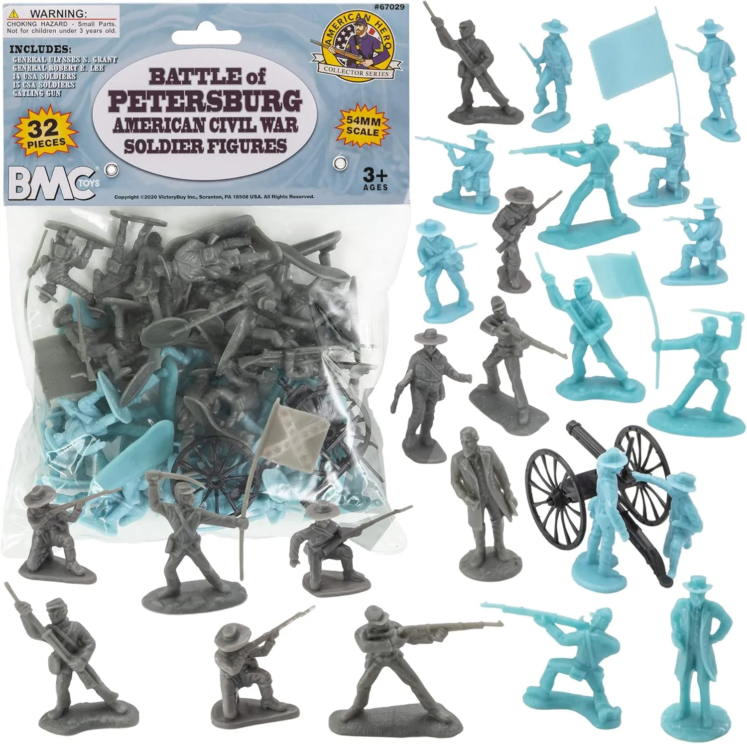 BMC Civil War Plastic Army Men - 32pc Battle of Petersburg Soldier Figures