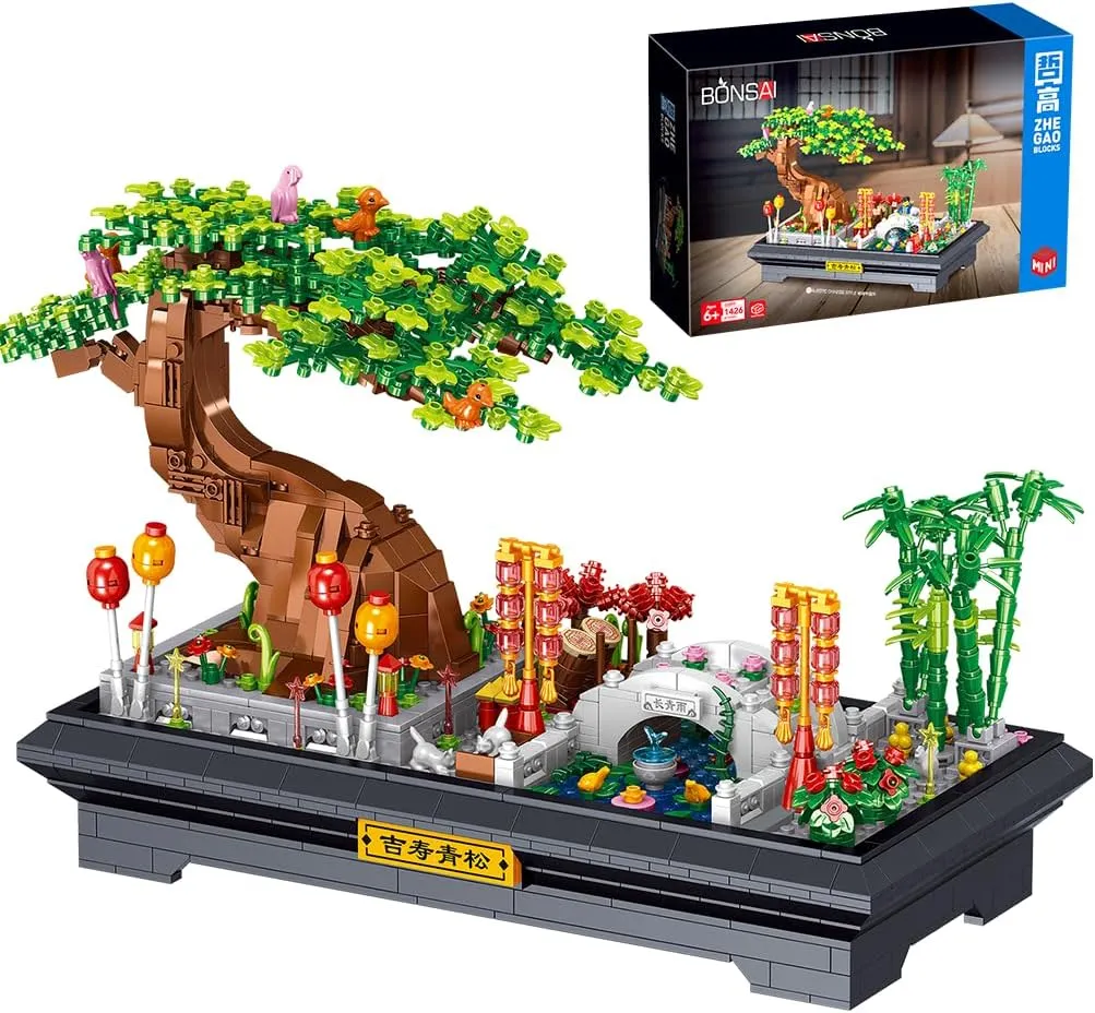 Bonsai Tree Building Sets,Oriental Style Bonsai Architectural Building Kits for Adults,Bonsai Tree Building Blocks Set for Kids 6 ,Ideal Gift for Home Décor or Office Art(1286pcs)