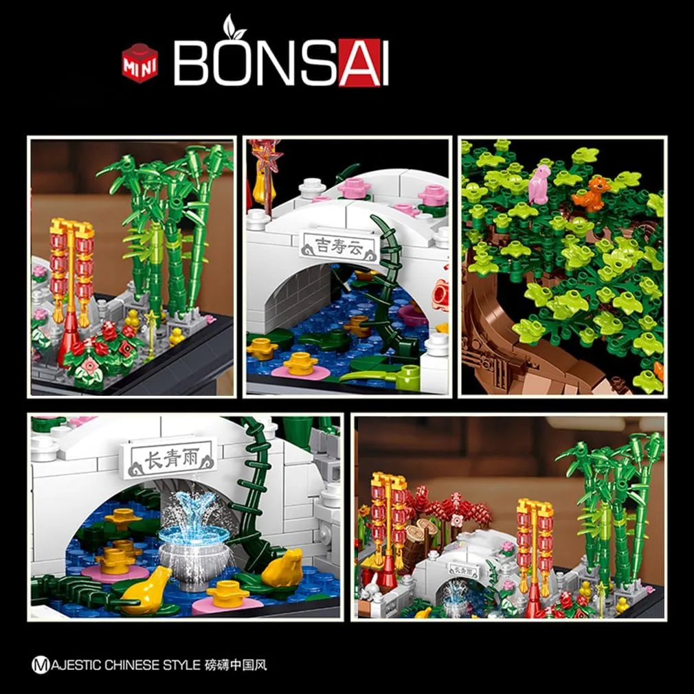 Bonsai Tree Building Sets,Oriental Style Bonsai Architectural Building Kits for Adults,Bonsai Tree Building Blocks Set for Kids 6 ,Ideal Gift for Home Décor or Office Art(1286pcs)