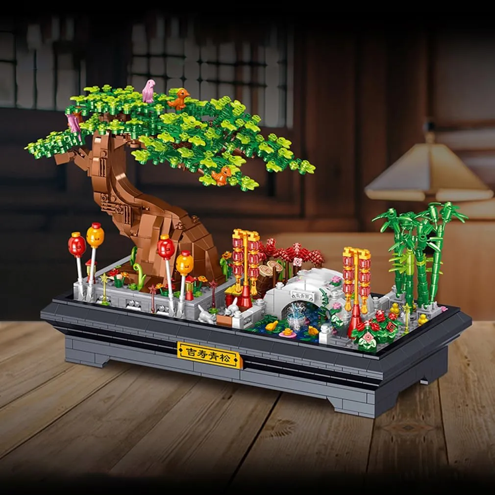 Bonsai Tree Building Sets,Oriental Style Bonsai Architectural Building Kits for Adults,Bonsai Tree Building Blocks Set for Kids 6 ,Ideal Gift for Home Décor or Office Art(1286pcs)
