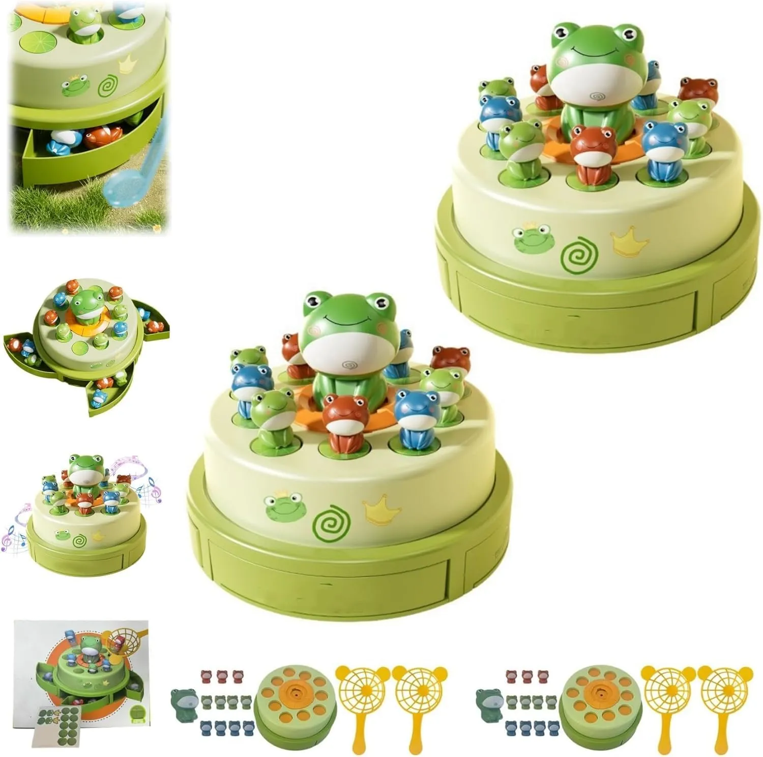 Bounce and Catch Duck Board Games，Family Games Toys for Age 5-7 Boys Girls，Frog Pop Up Board Game,Frog Fishing Game Toy (2PC)