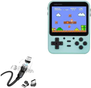 BoxWave Cable Compatible with Game Kiddy GKD Mini - MagnetoSnap AllCharge Cable, Magnet Charging Cable USB Type-C Micro USB - Jet Black