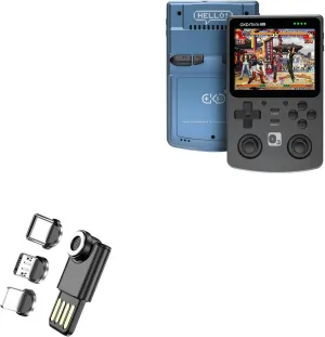 BoxWave Cable Compatible with Game Kiddy GKD Plus - MagnetoSync mini Adapter, Magnet Charging Cable USB Type-C Micro USB - Jet Black