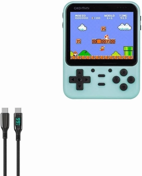 BoxWave Cable Compatible with Game Kiddy GKD Mini - PowerDisplay PD Cable (6ft) - USB-C to USB-C (100W), LED Wattage Info Extra Long Braided Nylon - Jet Black