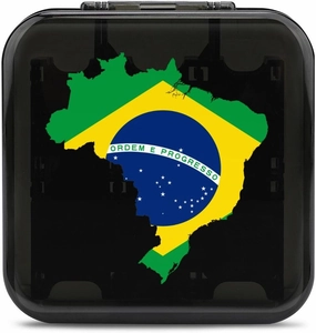 Brazil Flag Map Funny Game Card Case Pattern Game Card Storage Box Cards Holder with 24 Slots