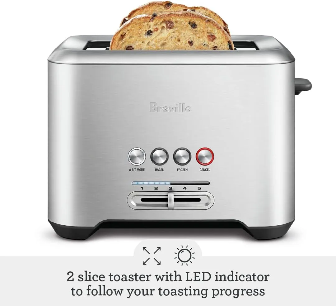Breville Bit More Toaster 2 Slice BTA70XL, Brushed Stainless Steel