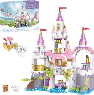 BRICK STORY Dream Girls Princess Castle with Carriage Building Blocks 528 Pieces Pink Castle Toys for Girls 6-12 Years Old Palace Creative STEM Building Toys Gift for Kids Birthday Christmas