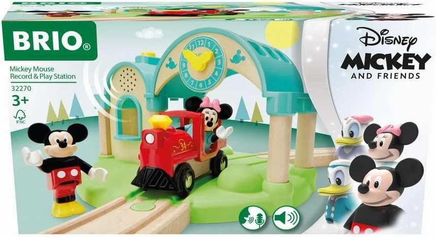 Brio 32270 Disney Mickey and Friends: Mickey Mouse Record & Play Station | Wooden Toy Train Set for Kids Age 3 and Up