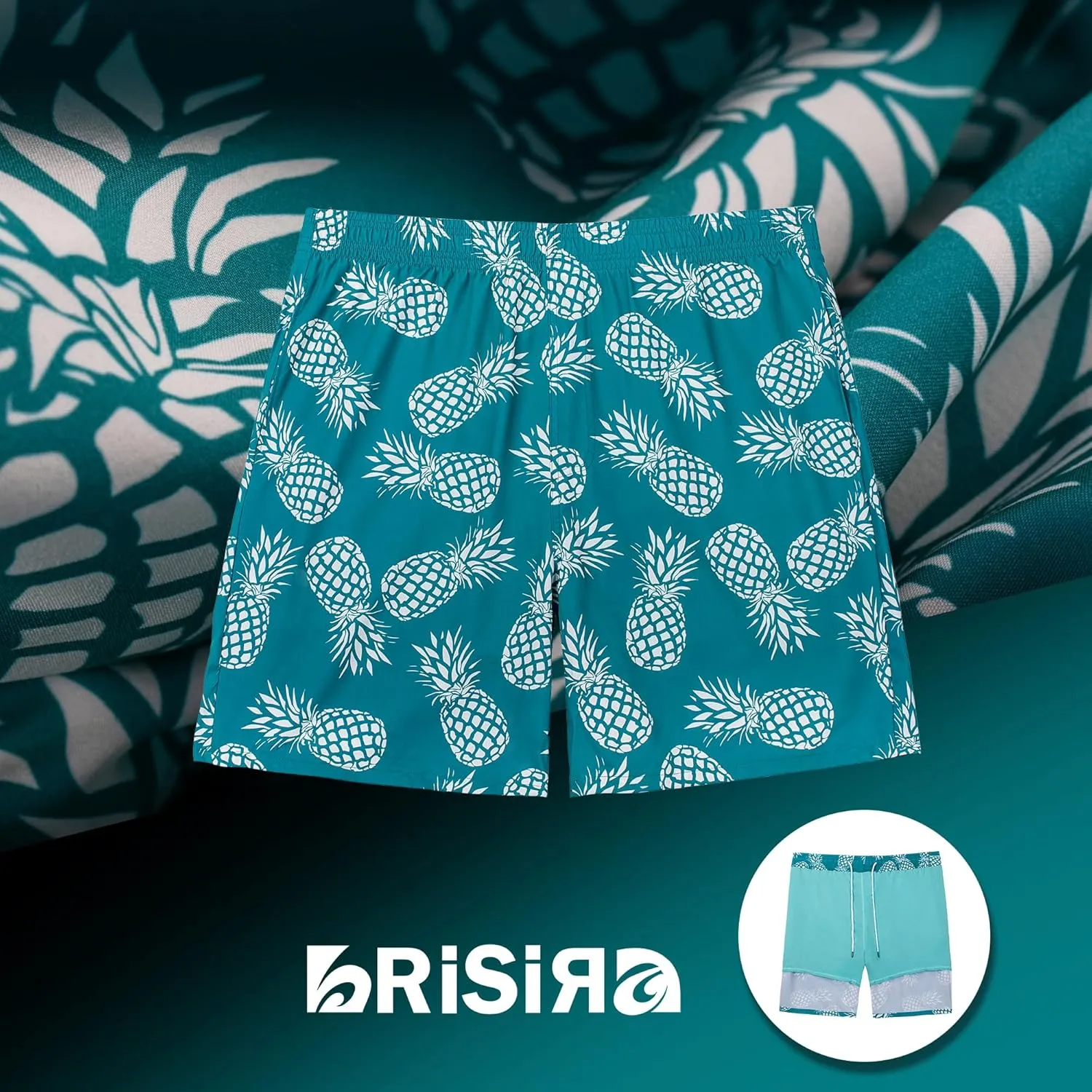 BRISIRA Big and Tall Mens Swim Trunks with Compression Liner Swimsuit Bathing Suit Swim Shorts Board Shorts Quick Dry 1X-6X