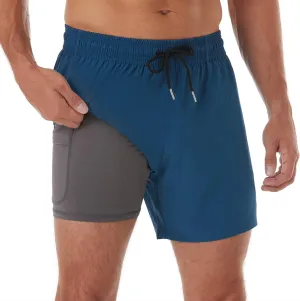 BRISIRA Mens Swim Trunks Bathing Suit 5 Inch Inseam Compression Liner Beach Swim Shorts Swimwear Quick Dry Zipper Pocket