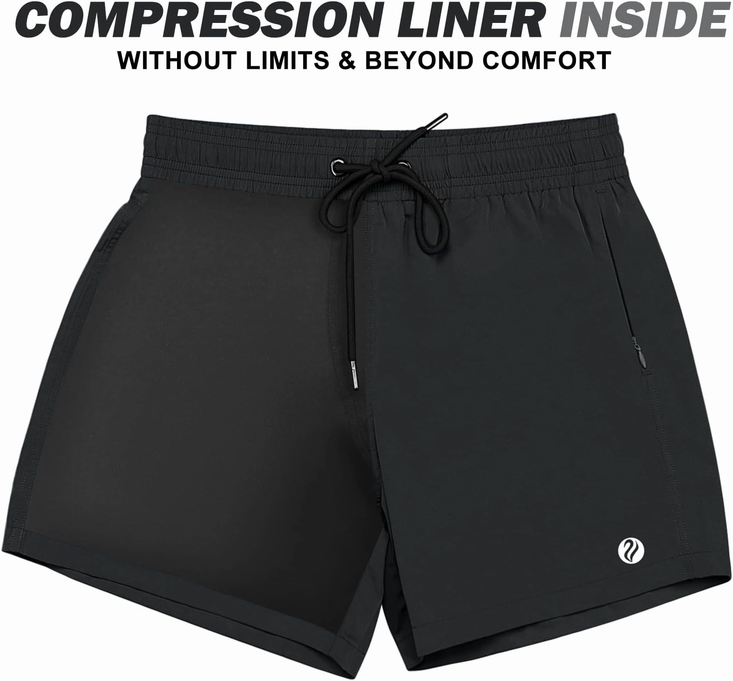 BRISIRA Mens Swim Trunks Swim Shorts Quick Dry 5 inch Inseam Beach Shorts with Compression Liner and Zipper Pocket