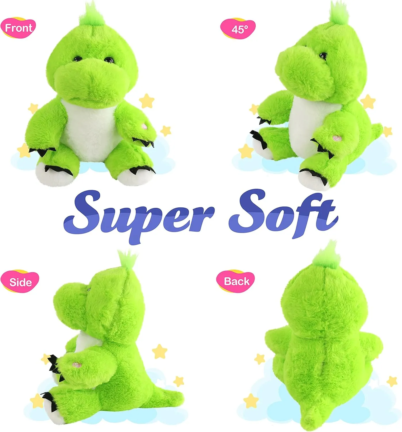 BSTAOFY 11'' Light Up Dinosaur Stuffed Animals Cute LED T-Rex Soft Plush Toy Glow in The Dark Gifts for Kids Boys Girls Valentines Birthday Holiday, Green