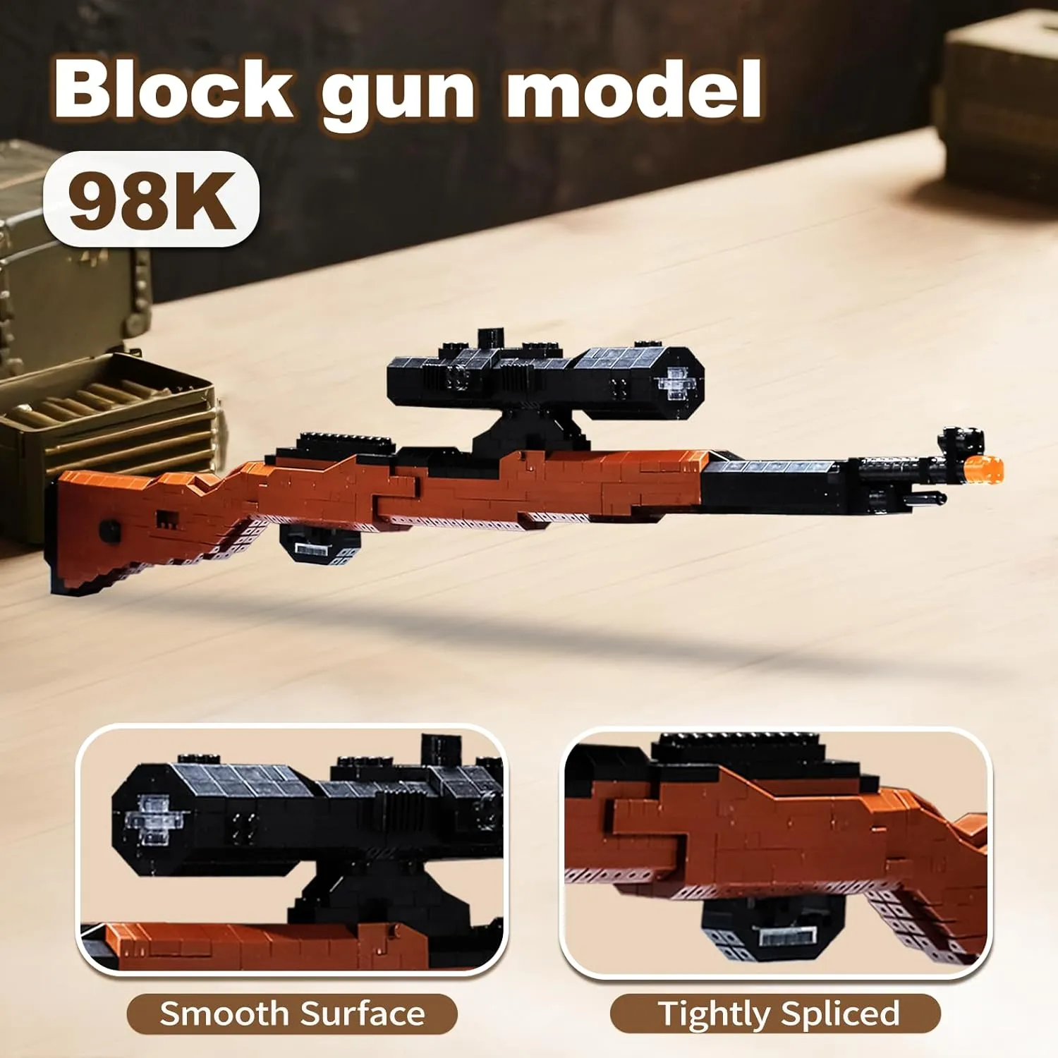 Building Blocks Gun Set 693 PCS Micro Bricks,1:3 98K Model Gun, DIY Assembling Guns Building Toys for Age 14 ,Splicing Brick Gun Model Kit
