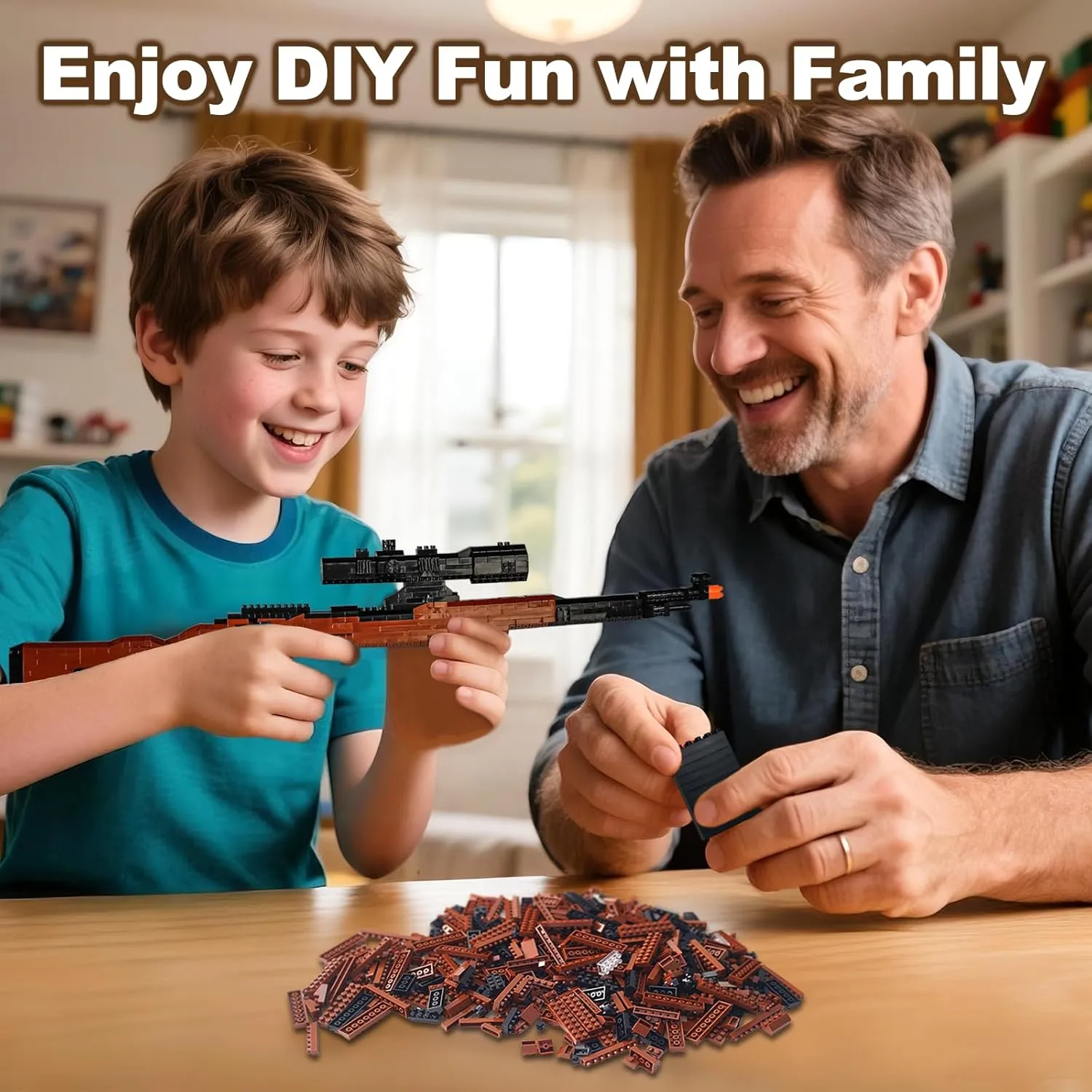 Building Blocks Gun Set 693 PCS Micro Bricks,1:3 98K Model Gun, DIY Assembling Guns Building Toys for Age 14 ,Splicing Brick Gun Model Kit