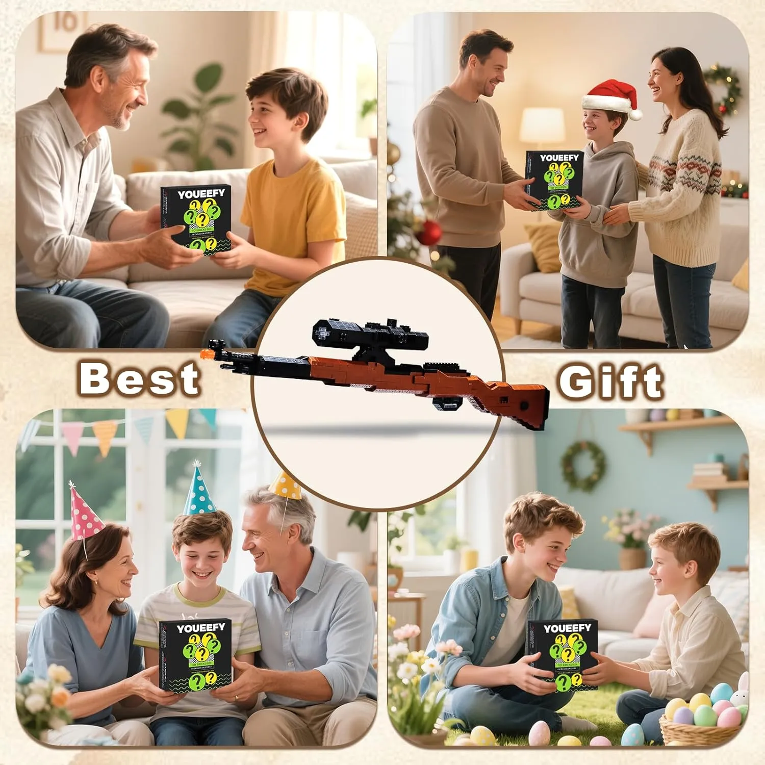 Building Blocks Gun Set 693 PCS Micro Bricks,1:3 98K Model Gun, DIY Assembling Guns Building Toys for Age 14 ,Splicing Brick Gun Model Kit