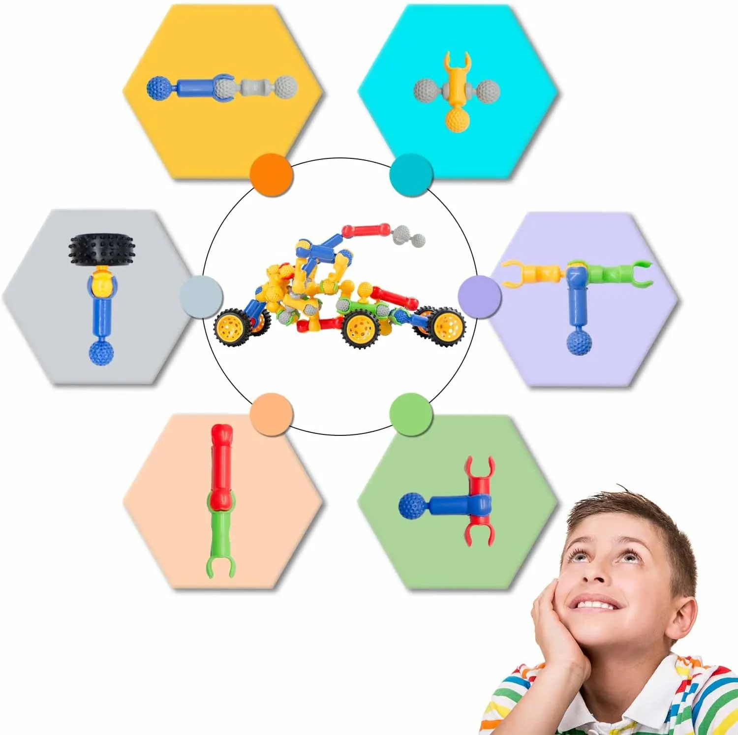 Building Toys for Kids, STEM Toys for Boys and Girls, Interlocking Playset for Age 3 , Kids Creative Kit (110 PCS)