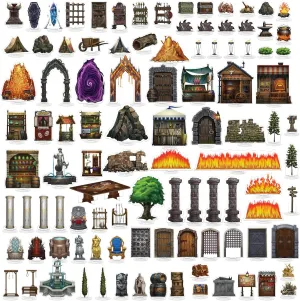 Bulk Acrylic Terrain Miniatures, Mini Figures, Miniature Trees, Miniature Plants, and Items for TTRPGs, and Combat Encounters in Forests, Castles, Villages