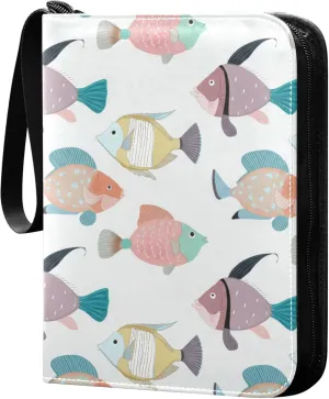 Burbuja Modern Fishes Card Binder, 4 Pockets Trading Card Binder, Portable Card Albums Fits 400 Cards with 50 Removable Sleeves for Sport Cards Game Cards