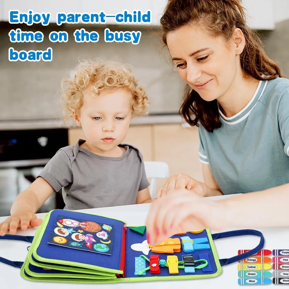 Busy Board for 1 Year Old, Montessori Toys for 1 2 3 4 Years Old Toddlers Baby Sensory Toys Busy Book Preschool Learning Activities Airplane Car Travel Toys Birthday Gifts for Boys Girls 12 Months