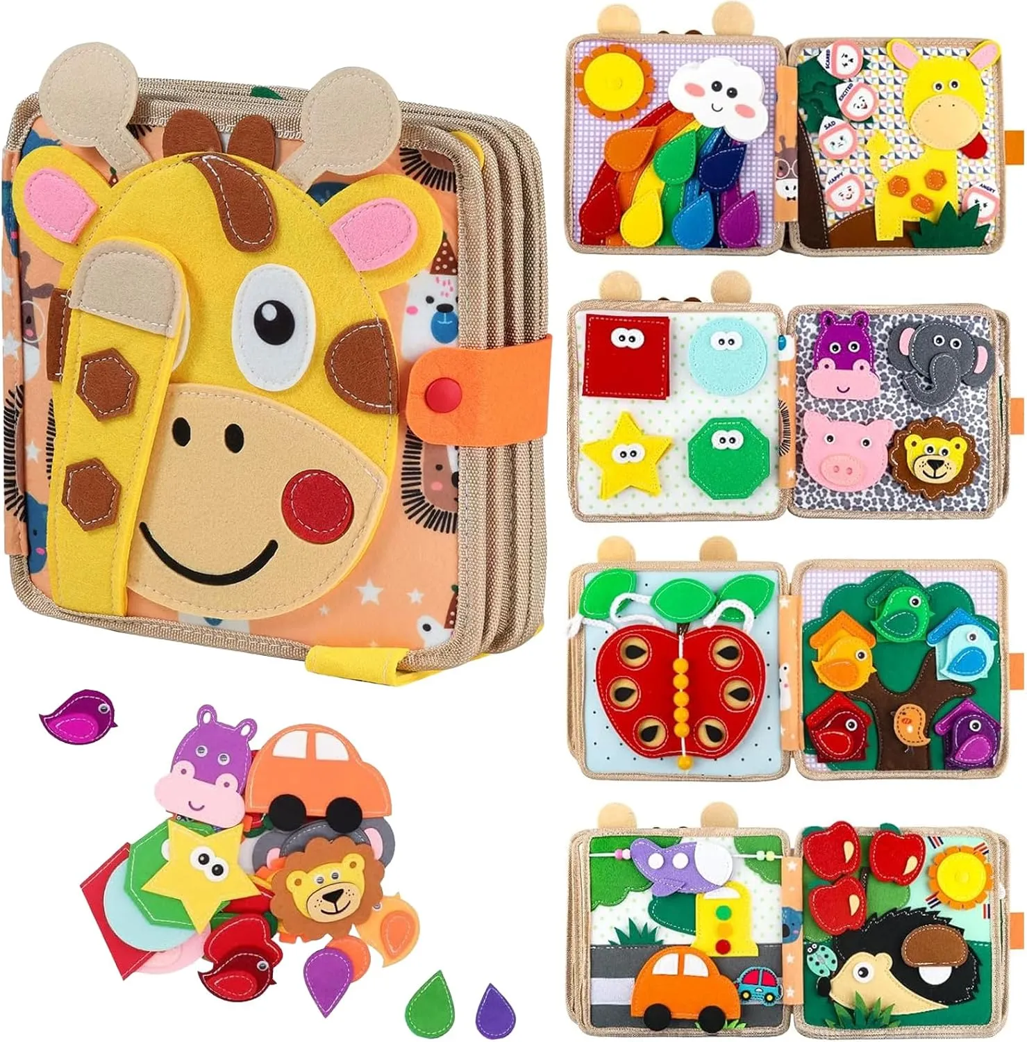 Busy Book for Toddlers 1-3, Montessori Busy Book for Kids, Preschool Learning Role Toy