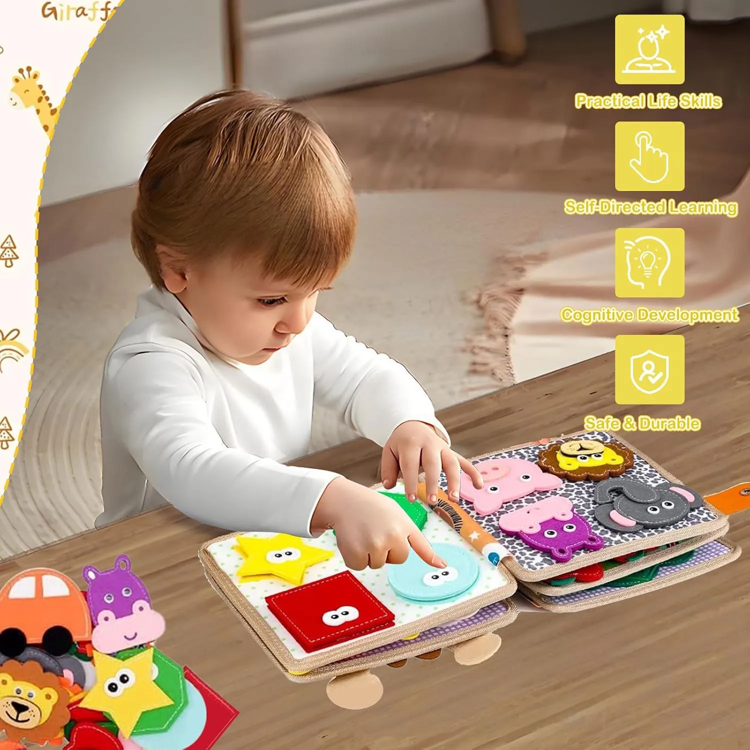 Busy Book for Toddlers 1-3, Montessori Busy Book for Kids, Preschool Learning Role Toy