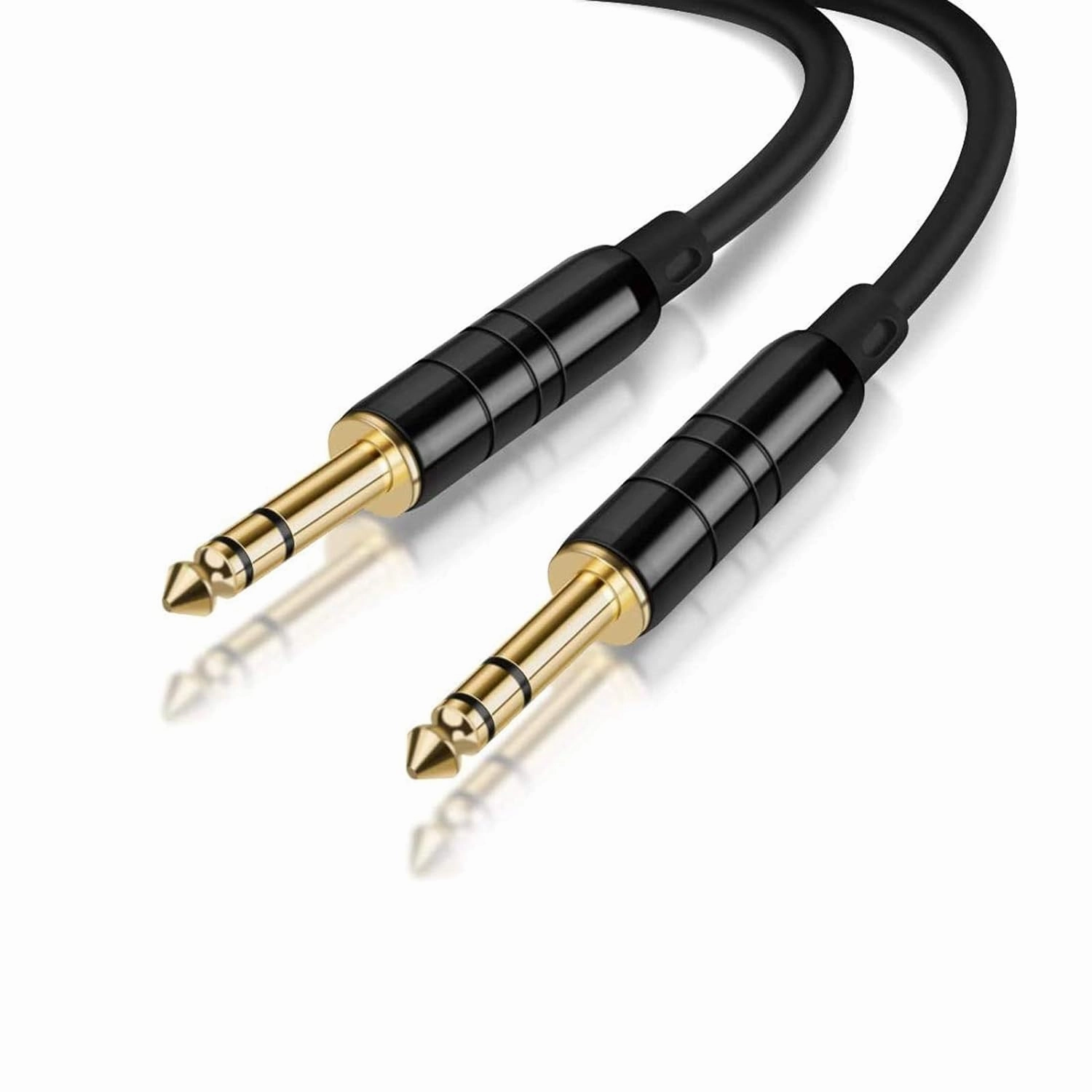 CableCreation 1/4’’ TRS Cable, [2-Pack 33FT] 1/4 Inch to 1/4 Inch 6.35mm Balanced Stereo Audio Cable for Studio Monitors,Mixer,Yamaha Speaker/Receiver,Black