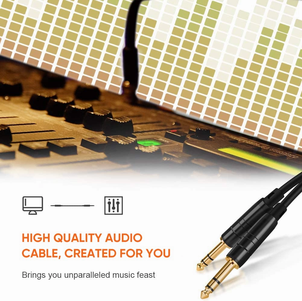 CableCreation 1/4’’ TRS Cable, [2-Pack 33FT] 1/4 Inch to 1/4 Inch 6.35mm Balanced Stereo Audio Cable for Studio Monitors,Mixer,Yamaha Speaker/Receiver,Black