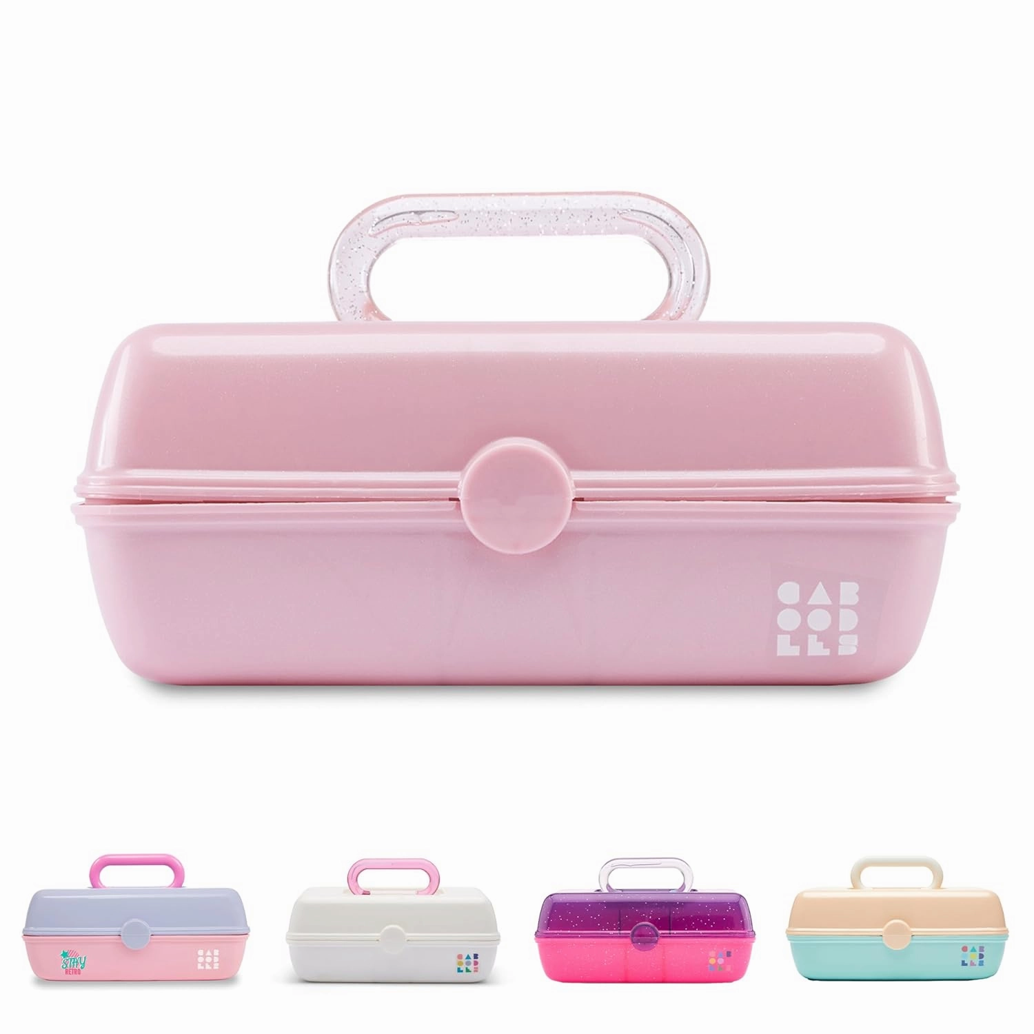 Caboodles Pretty in Petite Makeup Box, Pink Sparkle, 2 Swivel Trays,