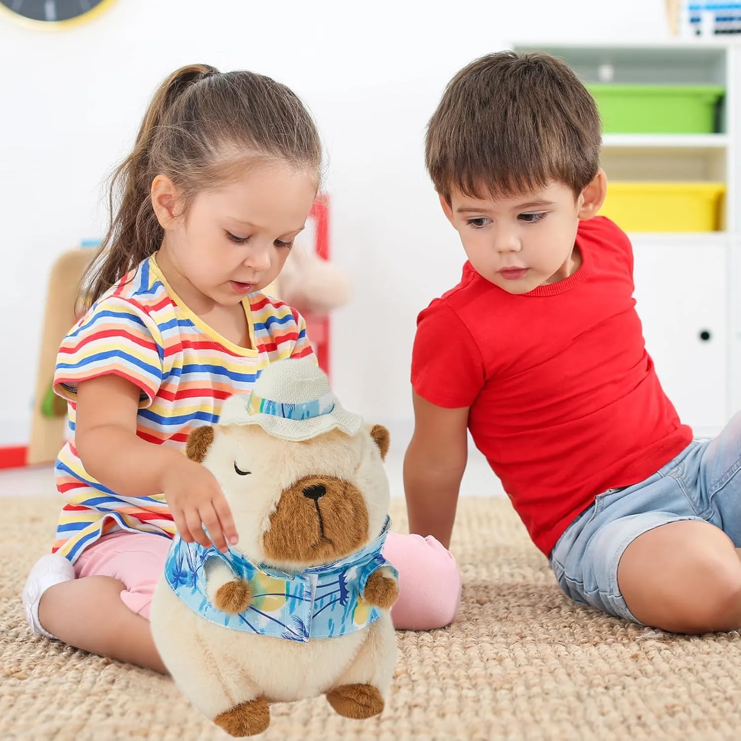 Capybara Plush Toy- Adorable 10'' Capybara Stuffed Animal for Kids and Boys- Soft and Cute Capibara Plushie Pillow Doll Gift (Blue)