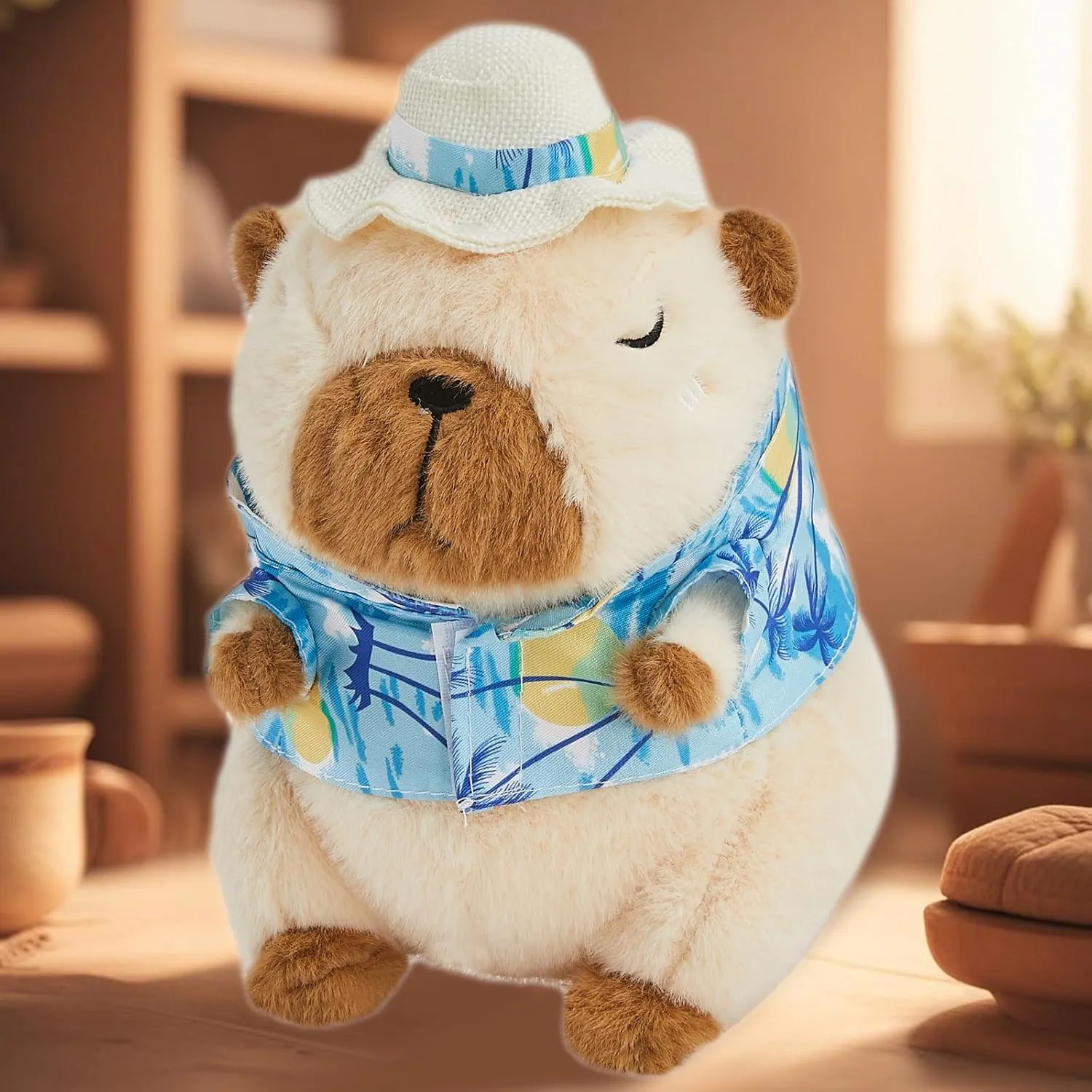 Capybara Plush Toy- Adorable 10'' Capybara Stuffed Animal for Kids and Boys- Soft and Cute Capibara Plushie Pillow Doll Gift (Blue)