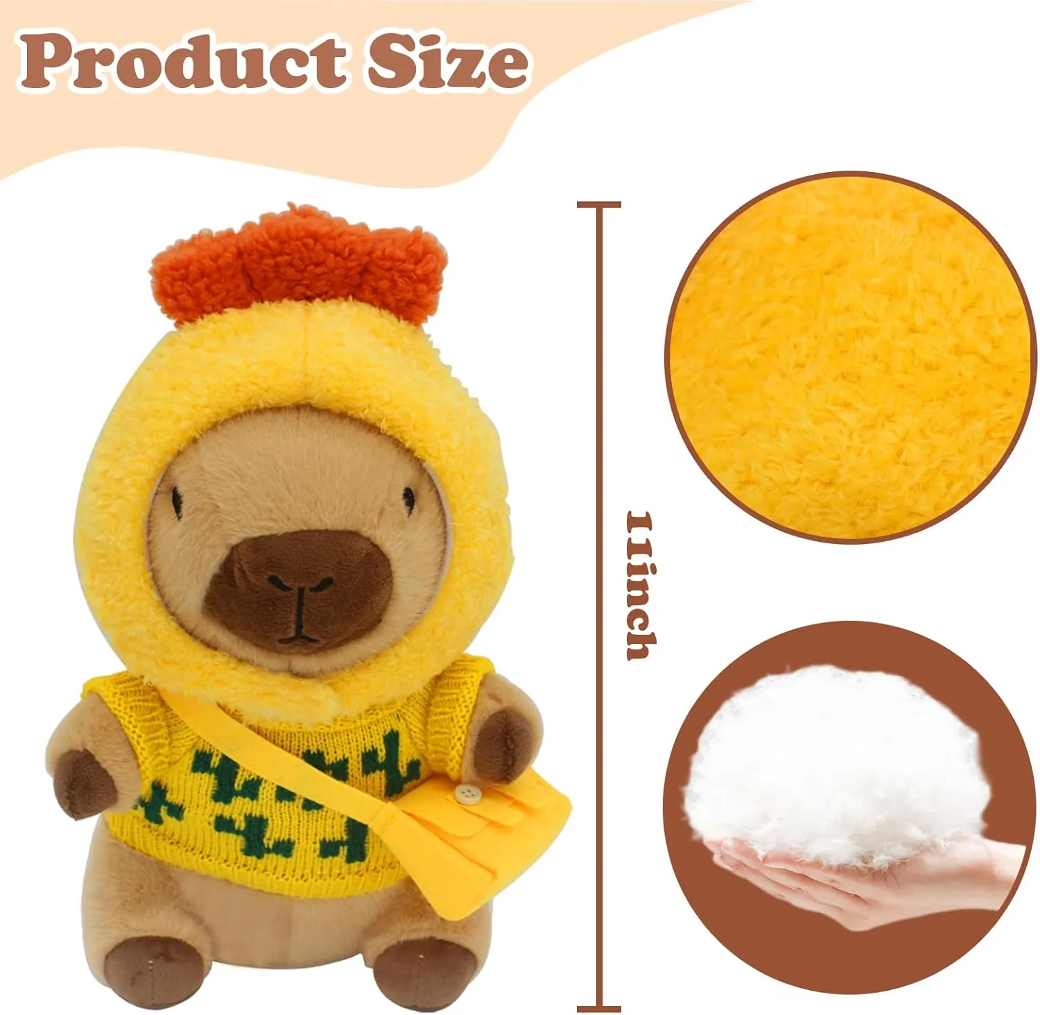 Capybara Plush with 11 pcs Clothes & Accessories,11 in Cute Capybara Stuffed Animal Plush Toys,Capybara Stuffed Animal Birthday Gifts,Dress Up Cute Plushies