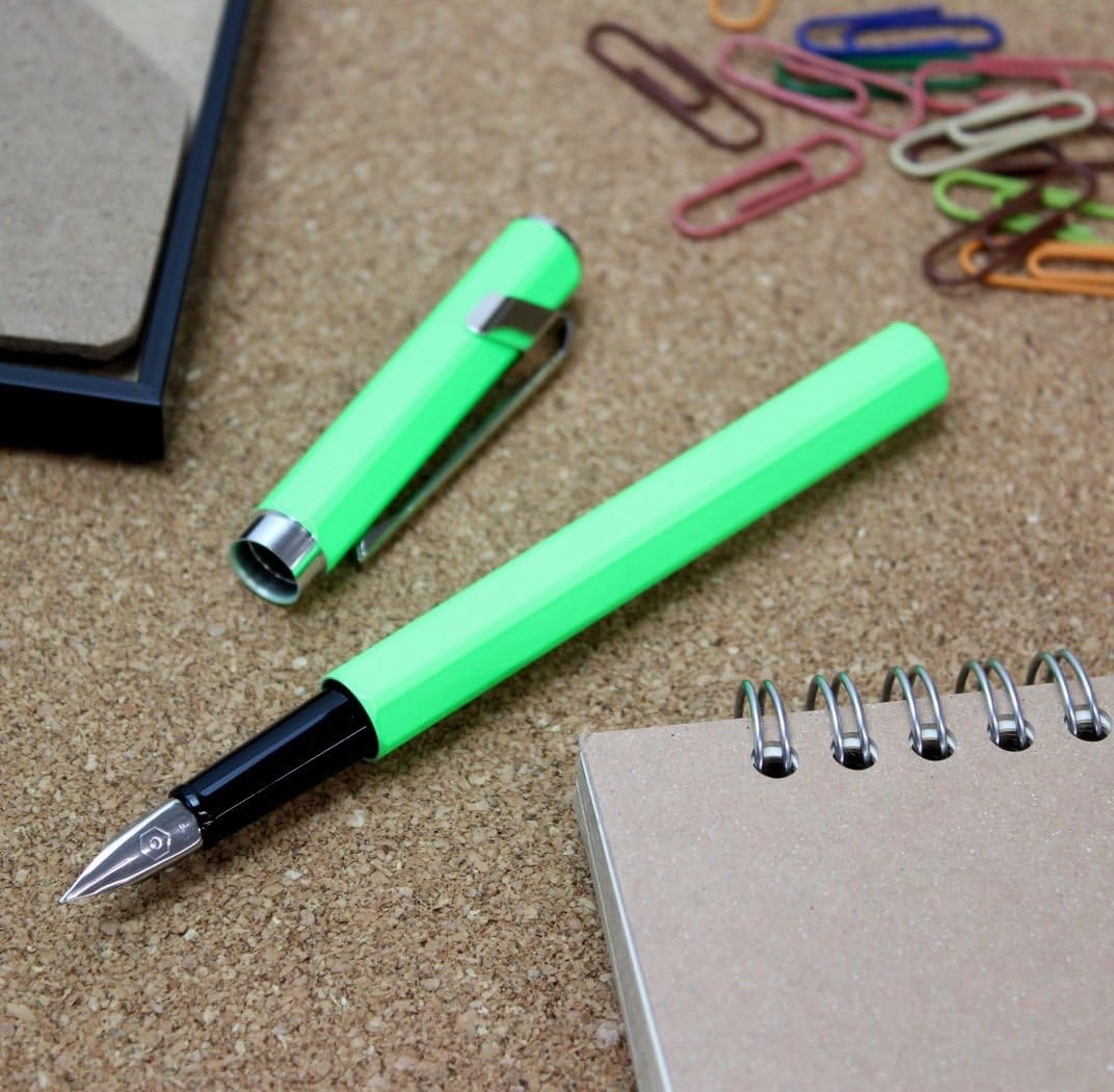 Caran d'Ache Fountain Pen, F, Fine Point, 849 0841-230, Fluorescent Green, Dual Use, Genuine Imported